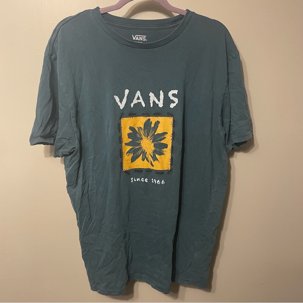 Vans Since 1966 Daisy Ants Mens T Shirt Green Slim Fit Size XL Vintage